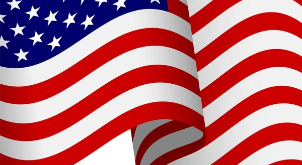 Waving 3d American flag with clipping mask for design. Realistic vector illustration. Patriotic holidays, Independence day, Memorial day, Labor day