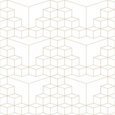 Beyaz arka planda gri ince çizgiler küpleriyle geometrik soyut seamless modeli