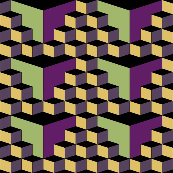 アイソメ図スタイルの抽象的なキューブのシームレス パターン — ストックベクタ