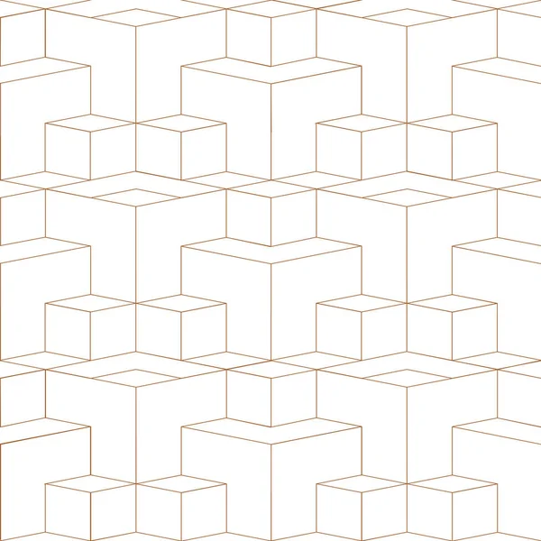 Geometrisch Abstracte Naadloze Patroon Met Grijze Dunne Lijnen Kubussen Witte — Stockvector