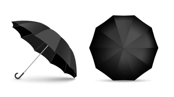 Svart tomt paraply ikon set isolerad på vit bakgrund — Stock vektor