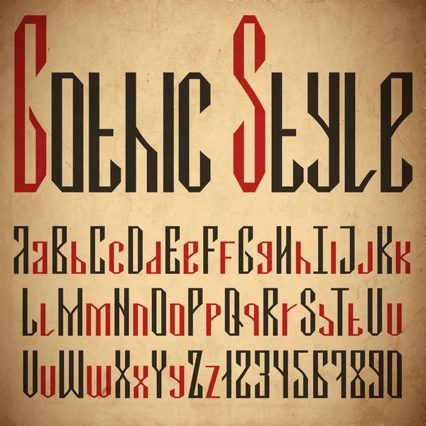Gothic Motif Vector Geometric Font Medieval English Linear Alphabet Decorative — Stock Vector