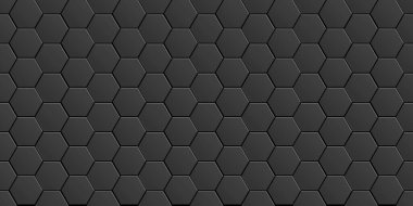 Geometrik elementlerle siyah asgari soyut arkaplan - altıgenler. Tasarım için kusursuz desen. - Vektör duvar kağıdı