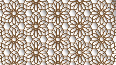 Beyaz ve bej renkler İslami arka plan, Arap deseni. Arap duvar kağıdı. Geometrik süsleme 3d tarzı vektör. Doku geleneksel motifi
