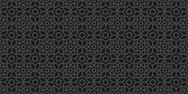 Latar Belakang Arab Hitam Pola Islamik Gaya Berukir Monochrome Wallpaper - Stok Vektor