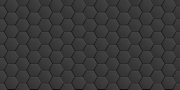 Black Minimal Abstract Background Geometric Elements Hexagons Seamless Pattern Design — ストックベクタ