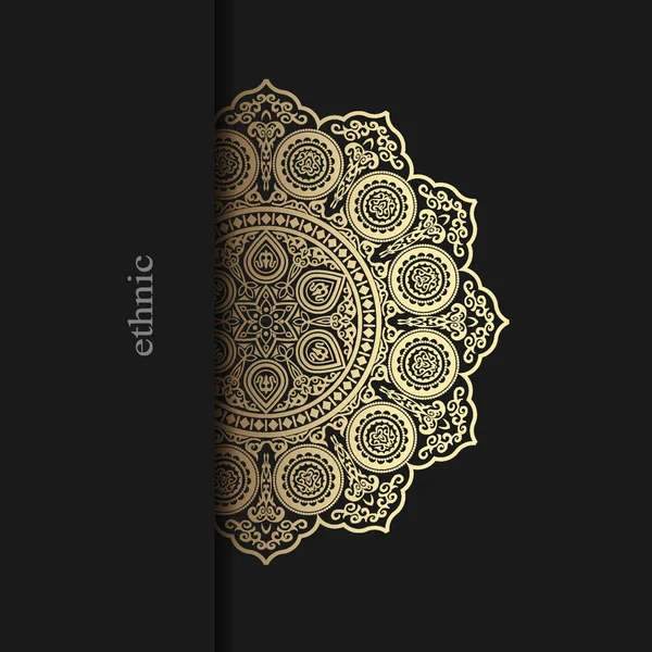 Fondo Diseño Floral Estilo Mandala Ornamental Henna Sobre Negro Plantilla — Vector de stock