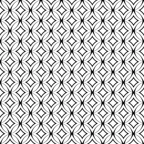 Naadloze Abstracte Monochrome Geometrische Cirkel Lijn Patroon Achtergrond Zwart Wit — Stockvector