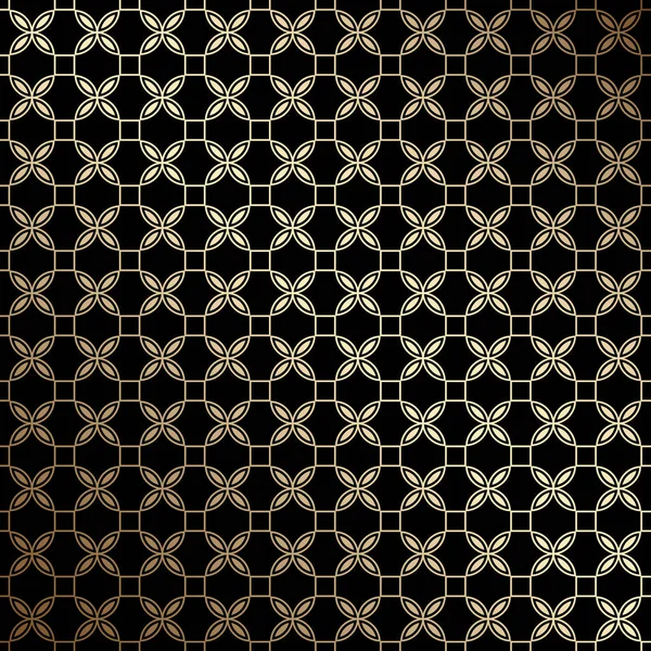 Black Gold Geometric Seamless Pattern Stylized Flowers Art Deco Style — Stock Vector