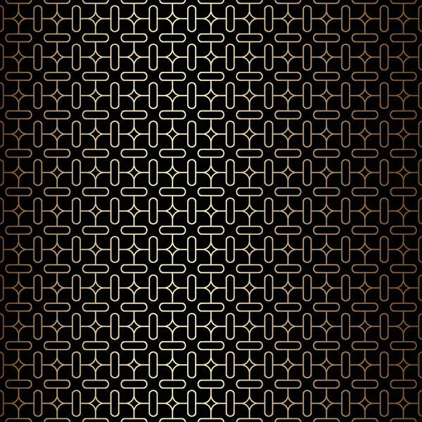 幾何学的最小黄金と黒の線形シームレスなパターンの背景 アール デコ様式 シンプルな装飾品 ヴィンテージベクトル背景壁紙 金の幾何学的形状 エレガントなレトロな質感 — ストックベクタ