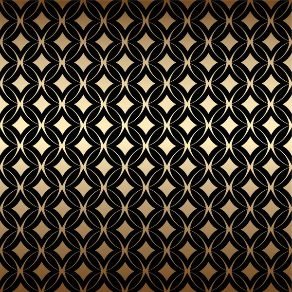 幾何学的な黄金のアートデコ丸みを帯びた形状 黒と金の色とシンプルなシームレスなパターン 豪華な装飾品 ヴィンテージベクトル背景壁紙 金の幾何学的形状 エレガントなレトロな質感 — ストックベクタ