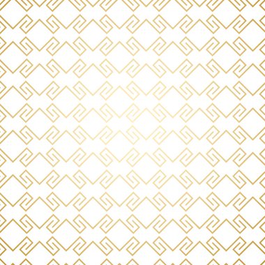 Beyaz, art deco tarzında altın, kusursuz geometrik desen. Lüks dekoratif süs. Vintage vektör arkaplan, duvar kağıdı. Altın geometri şekilleri, zarif retro doku