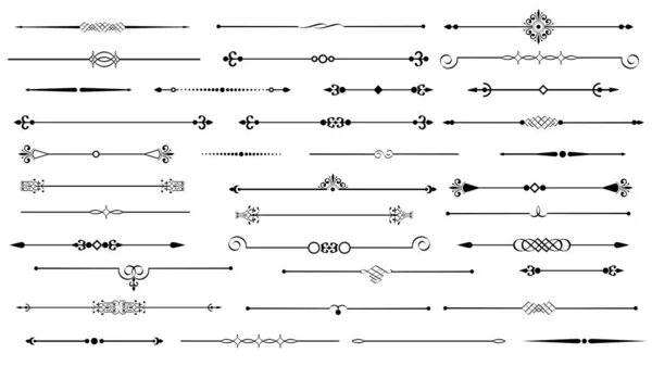 Bordures Vintage Ornementales Ornement Royal Tourbillonne Page Diviseurs Ensemble Vectoriel — Image vectorielle