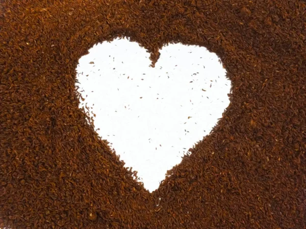 Coffee heart shape, made from ground coffee.