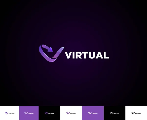 V Carta Virtual Internet Logo —  Vetores de Stock