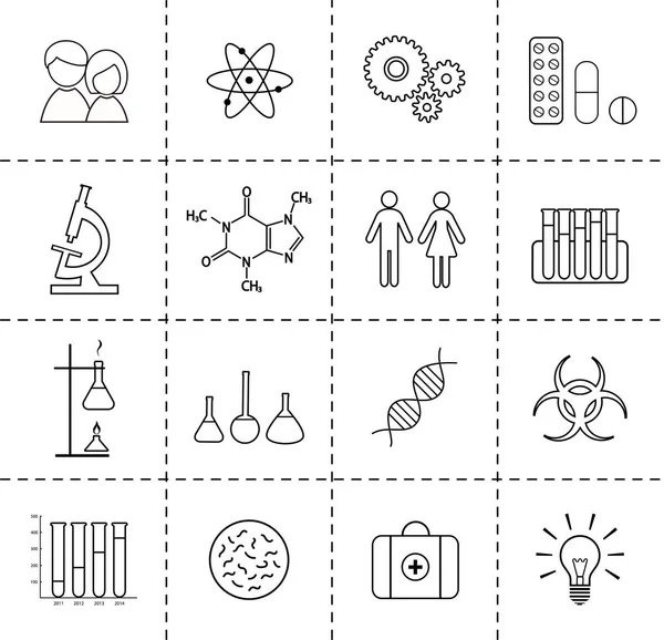Iconos y contornos de la ciencia — Vector de stock