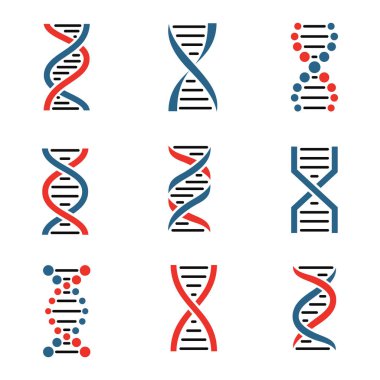 Beyaz bir arka plan üzerinde izole Dna Icon set.