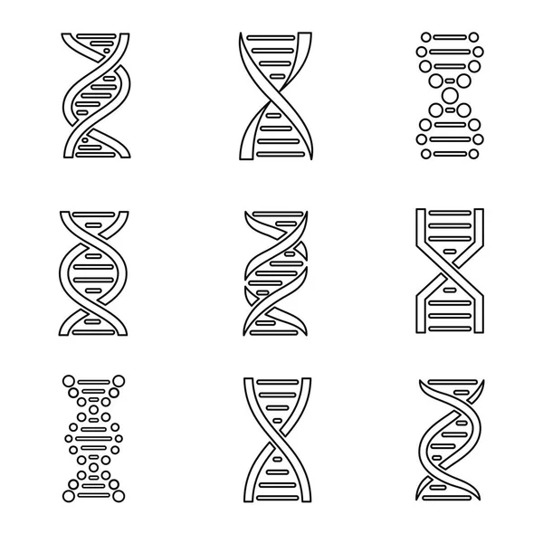 Conjunto de iconos de ADN. Aislado sobre un fondo blanco . — Vector de stock