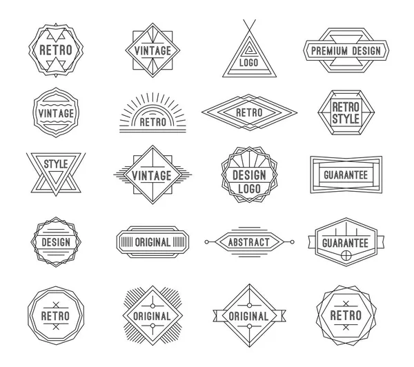 Set dari label vintage geometris minimal dengan tempat untuk teks . - Stok Vektor