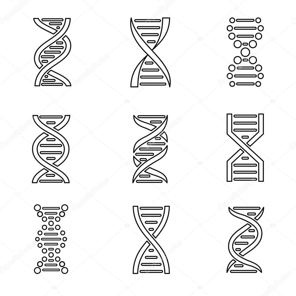 DNA icon set. Isolated on a white background.
