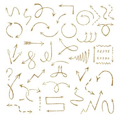 El çizilen okları altın glitter dokusuna yapımı.