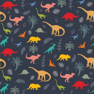 Dinozor siluetleri ile Seamless Modeli.