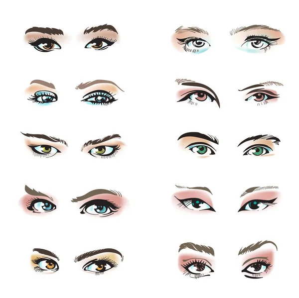 Gözleri vektör toplama ayarla. Göz ve görme, kozmetik ve güzellik. — Stok Vektör