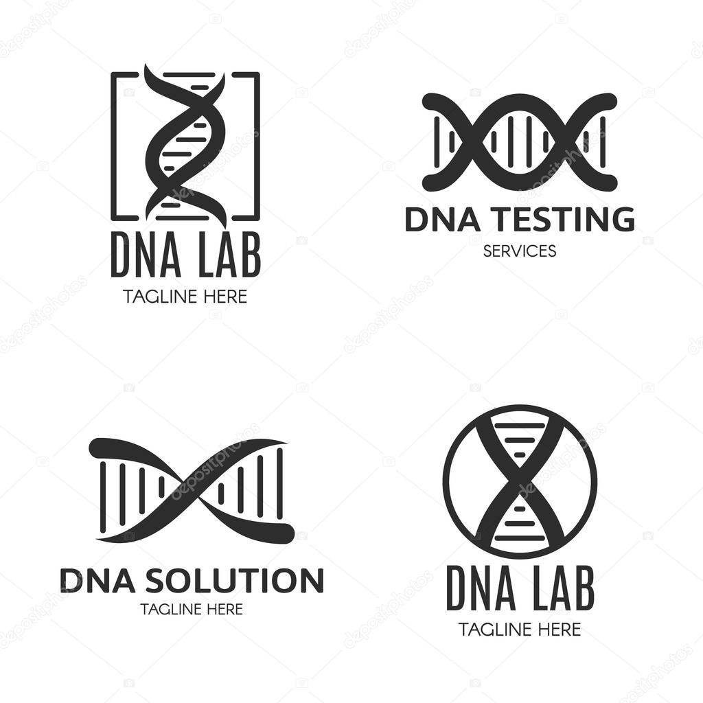 Set of logo with DNA and a place for text. Vector illustration