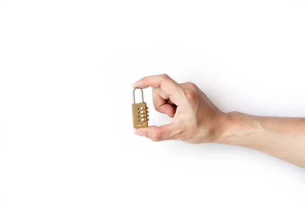 Hand and golden padlock — Stock Photo, Image