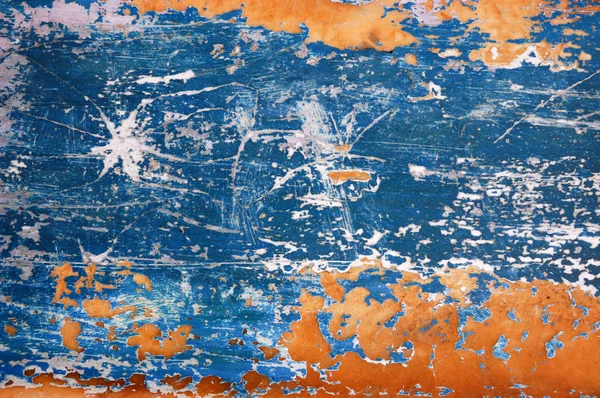 Blått och Orange nödställda metall bakgrundsstruktur — Stockfoto