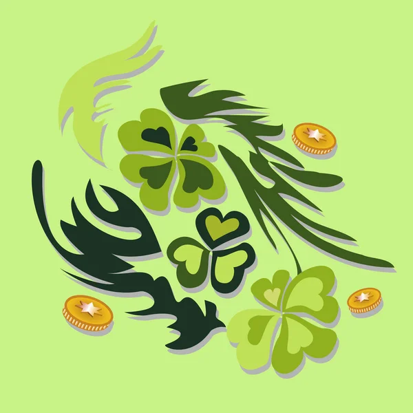 Illustration vectorielle du trèfle en vert . — Image vectorielle