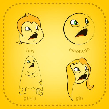 Vektör smiley. Küçük sevimli bir yaratık. Duyguları ifade eder.