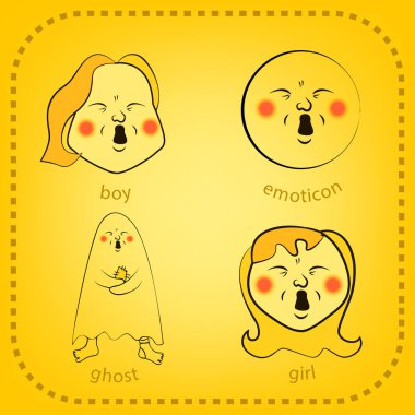 Vektör smiley. Küçük sevimli bir yaratık. Duyguları ifade eder.