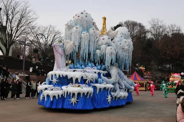 Seul Dez 2017 Everland Theme Park Desfile Carros Alegóricos Coloridos — Fotografia de Stock