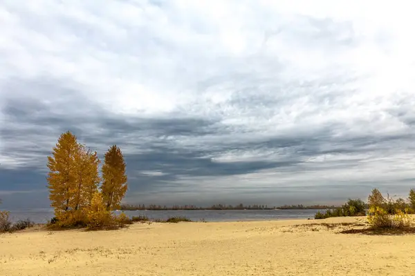 Красочный осенний пейзаж на реке — стоковое фото
