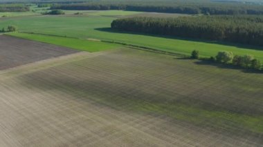 Arazi geliştirme ya da arazi ıslah konsepti, güneşli bahar zamanı kırsal alanlarda uçan insansız hava aracı. Riskli tarım alanında tarımın resmedilmesi.