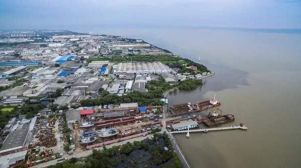 Aerial view of samuthprakarn coastal out skirt of bangkok thaila — Stock Photo, Image