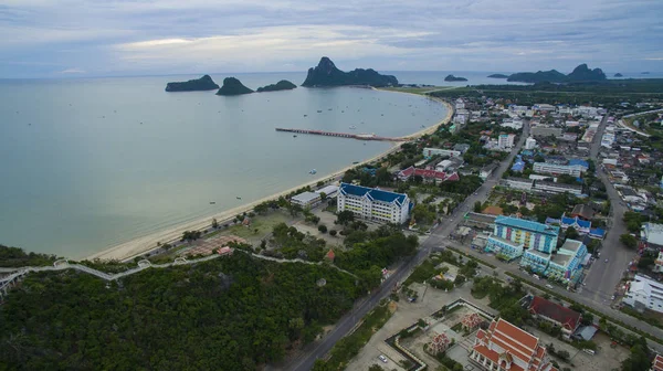 Aerial view of prachuapkhirikhan harbor southern of thailand — Stock Photo, Image