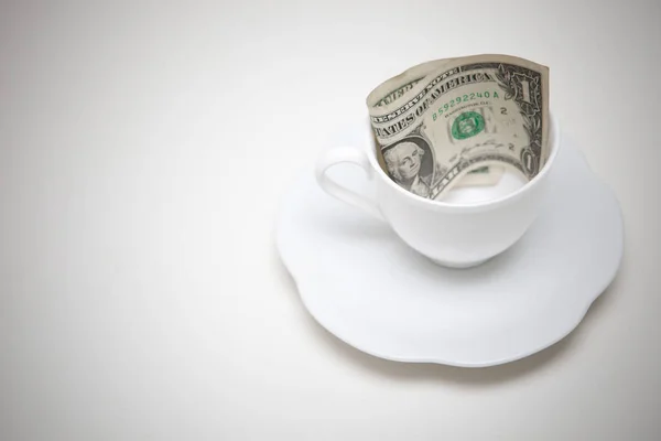 Dollar Schein Kaffeetasse — Stockfoto