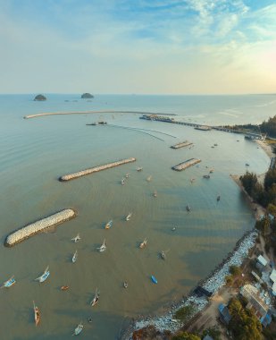 prachuap khiri khan Güney klong wan limanının havadan görünümü 