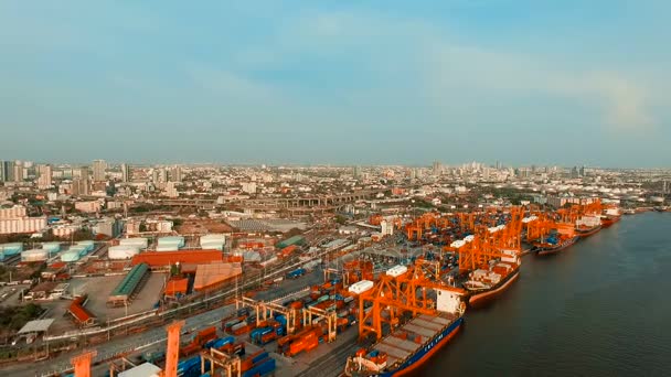 集装箱船的物流港口泰国曼谷 — 图库视频影像