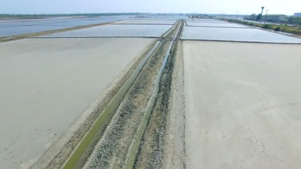 Aerial view of salt farm in samut songkram thailand — Stock Video