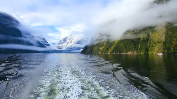Milford sonido fiordo tierra parque nacional Nueva Zelanda — Vídeo de stock