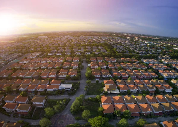 Aerial view of home village in bangkok thailand — Stock Photo, Image