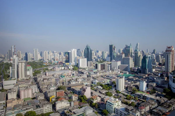 Bangkok Thailand - 21 April: Flygfoto över skyskrapa i hör — Stockfoto