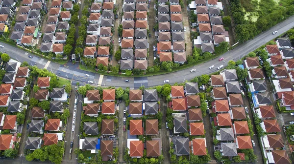 Aerial view of home village and land management in bangkok thail — Stock Photo, Image