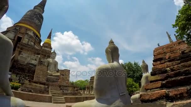 Lapes de tiempo en wat yai chai mongkol ayutthaya patrimonio de la humanidad thailand — Vídeos de Stock