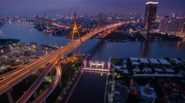 bangkok Tayland bhumibol köprünün güzel havadan görünümü