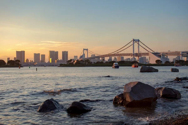 Vackra natursköna Odaiba harbor tokyo japan — Stockfoto