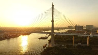 bangkok Tayland bhumibol köprünün havadan görünümü